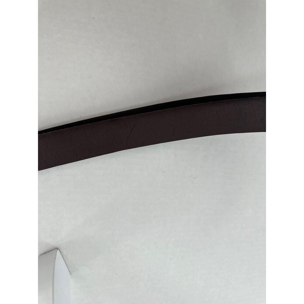 Chico's Belt Adjustable Brown Leather Hook Silver Gold Tone Big Buckle Statement - Picture 6 of 13